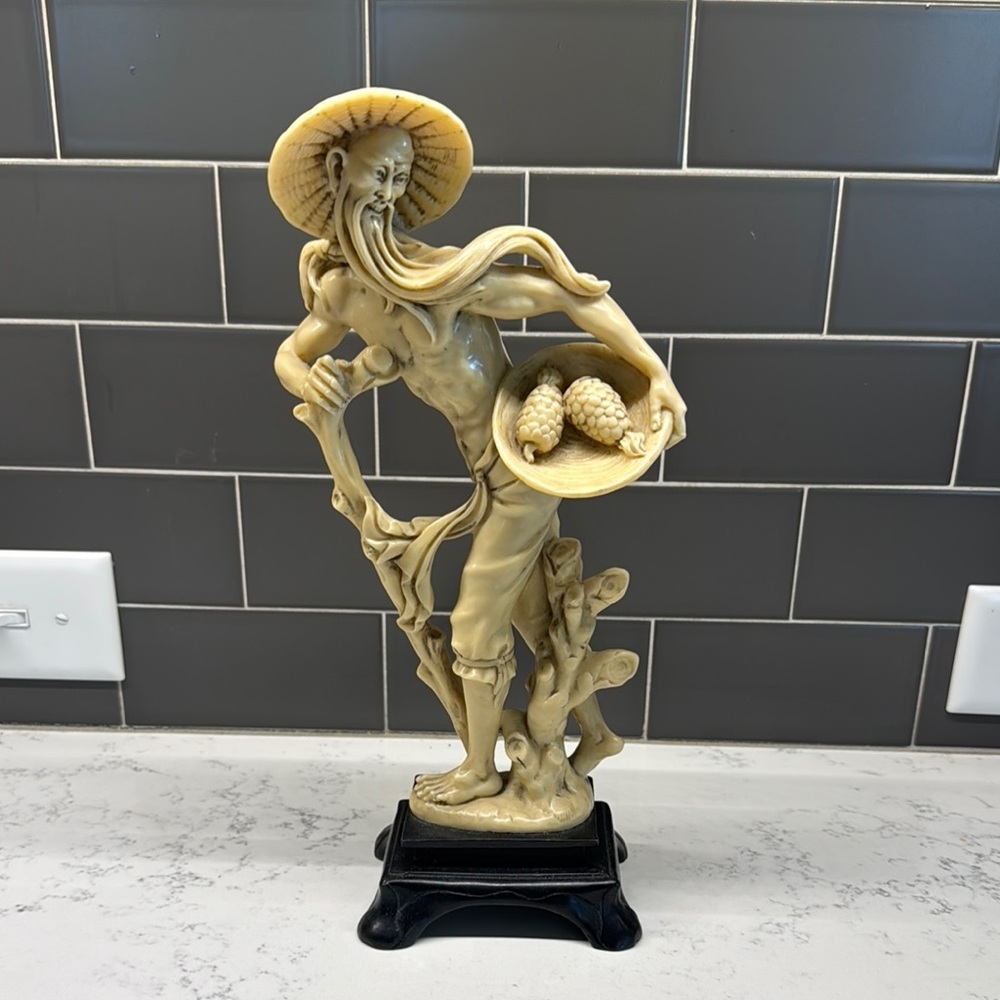 Vintage Tan Accent Sculpture with Organic Flow